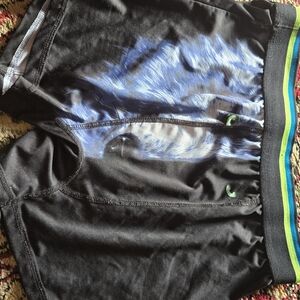 Black Boxer Briefs with Blue Wolf Design
